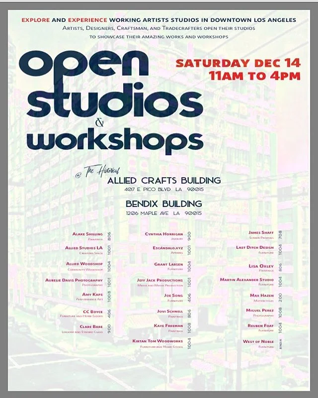 If you’re in the downtown area tomorrow, specifically the Garment District, make sure and swing by the Allied Crafts building to see all the talented makers in their natural habitat • I’ll have my doors open as well come say hi!