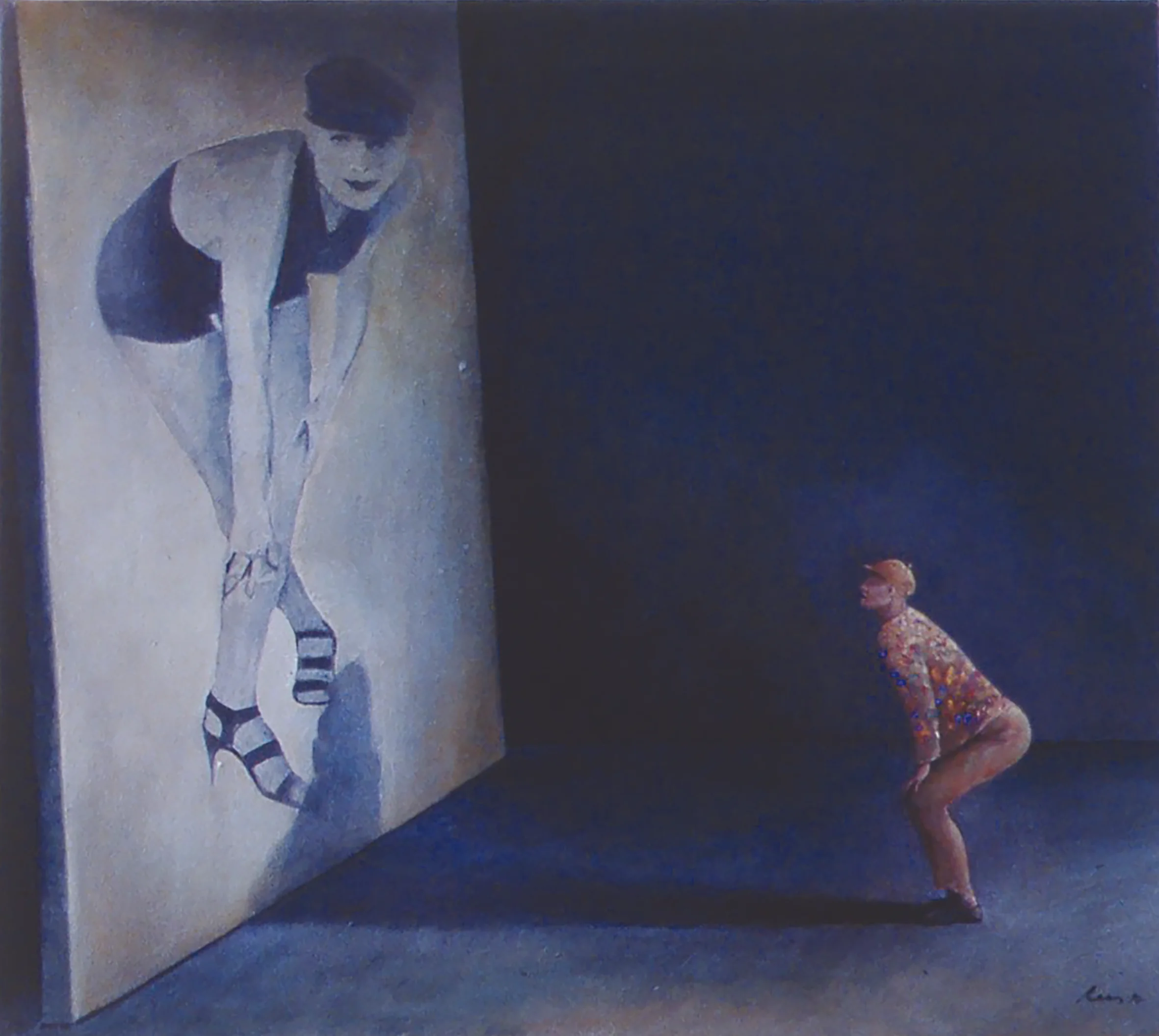 Crouching Figure With Screen