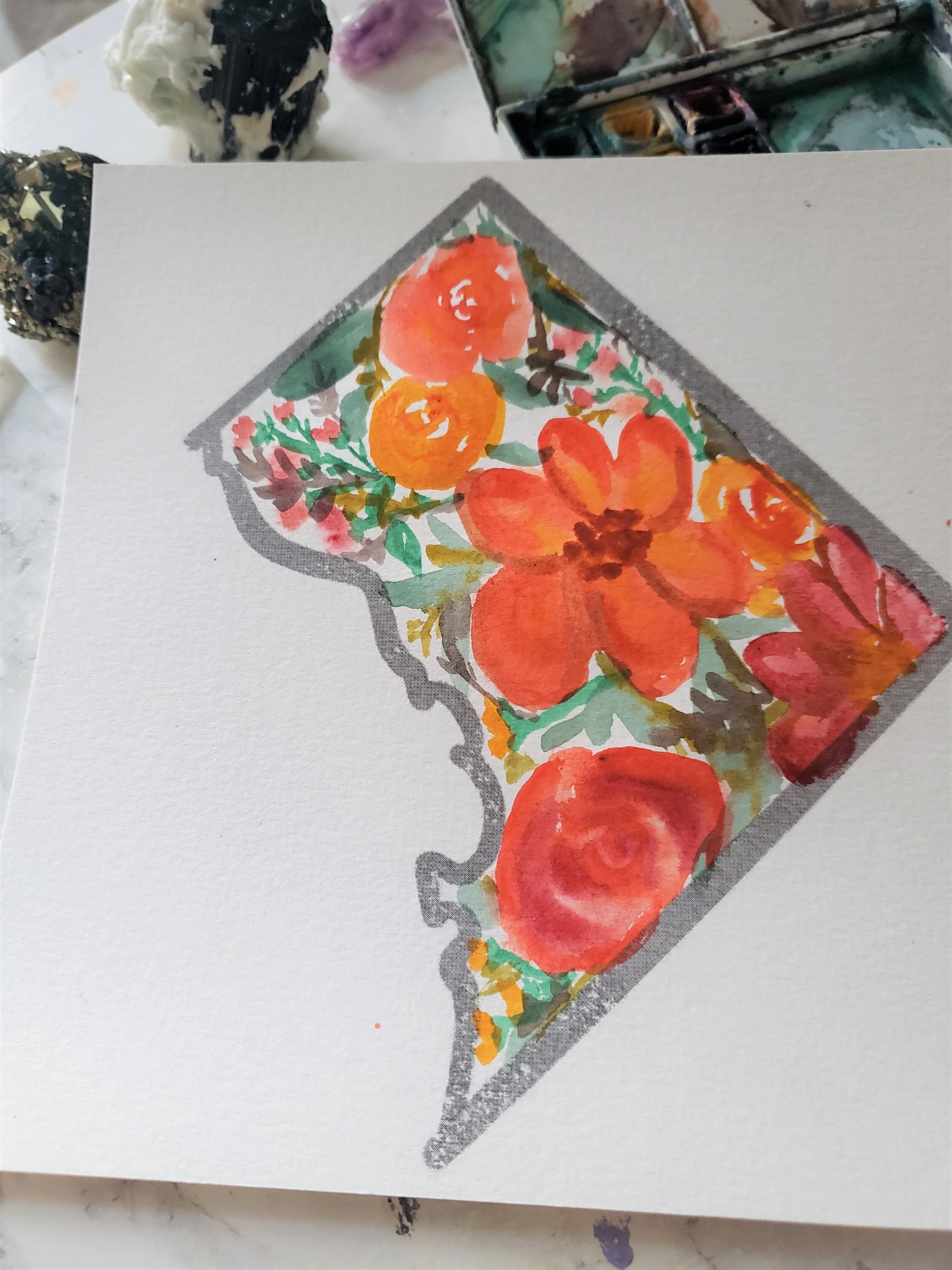 VIRTUAL Watercolor Floral DC Map Workshop 4/27 at Shop Made in DC