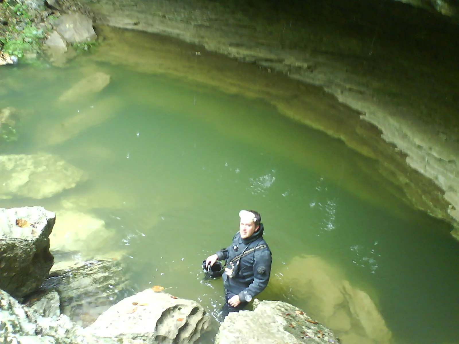 Diving immediately after a huge rain (the same one that caused the nashville flood)- the water was rising as the dive was going on, and the outflow went from none to very heavy during the dive and the visibility dropped to this correspondingly.