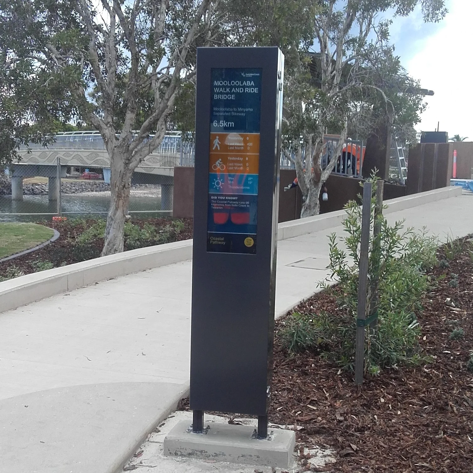 Outdoor Display for pedestrian and bicycle usage display and public information for Sunshine Coast Council