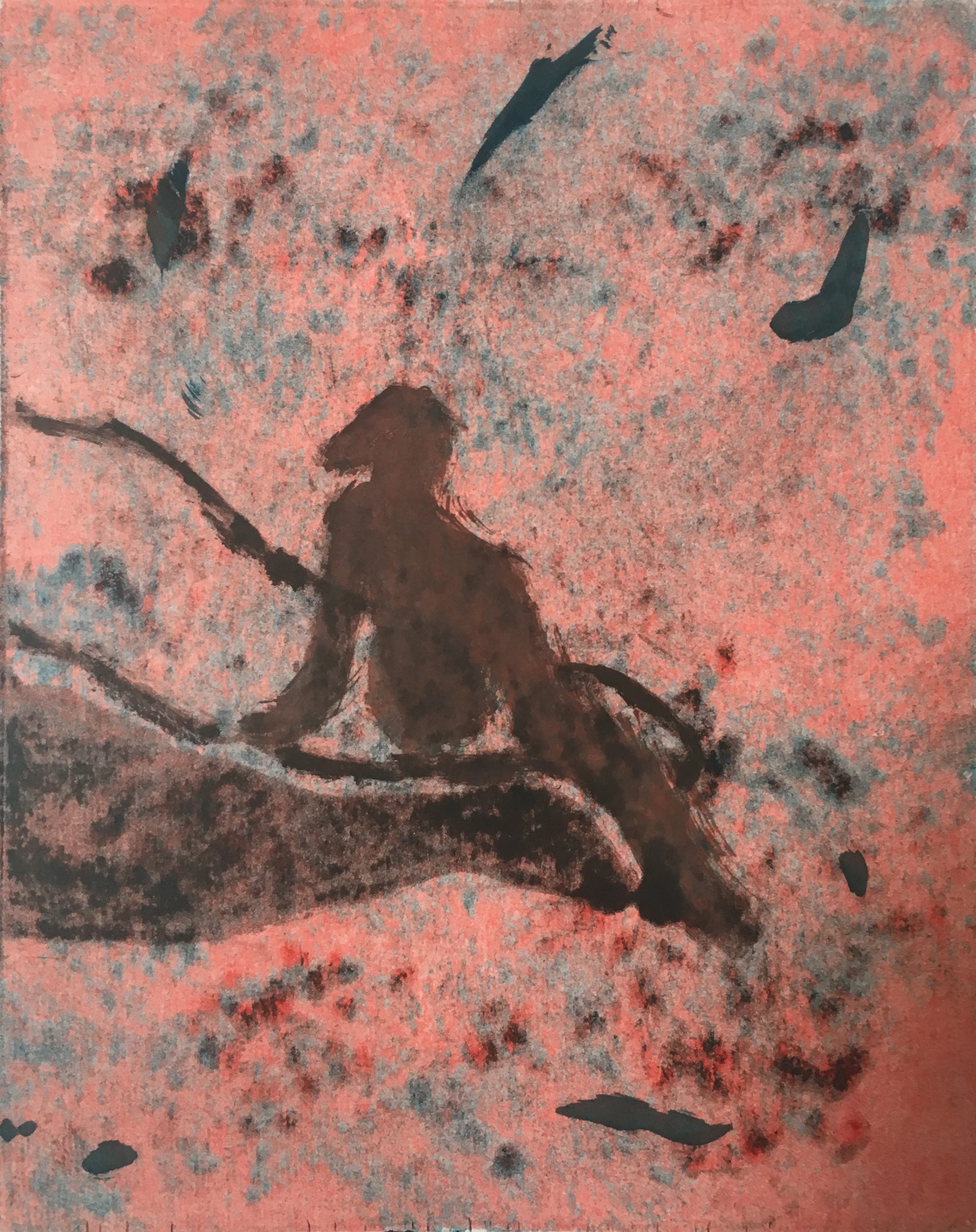 Study of Woman Sitting on a Rock (Ghost)