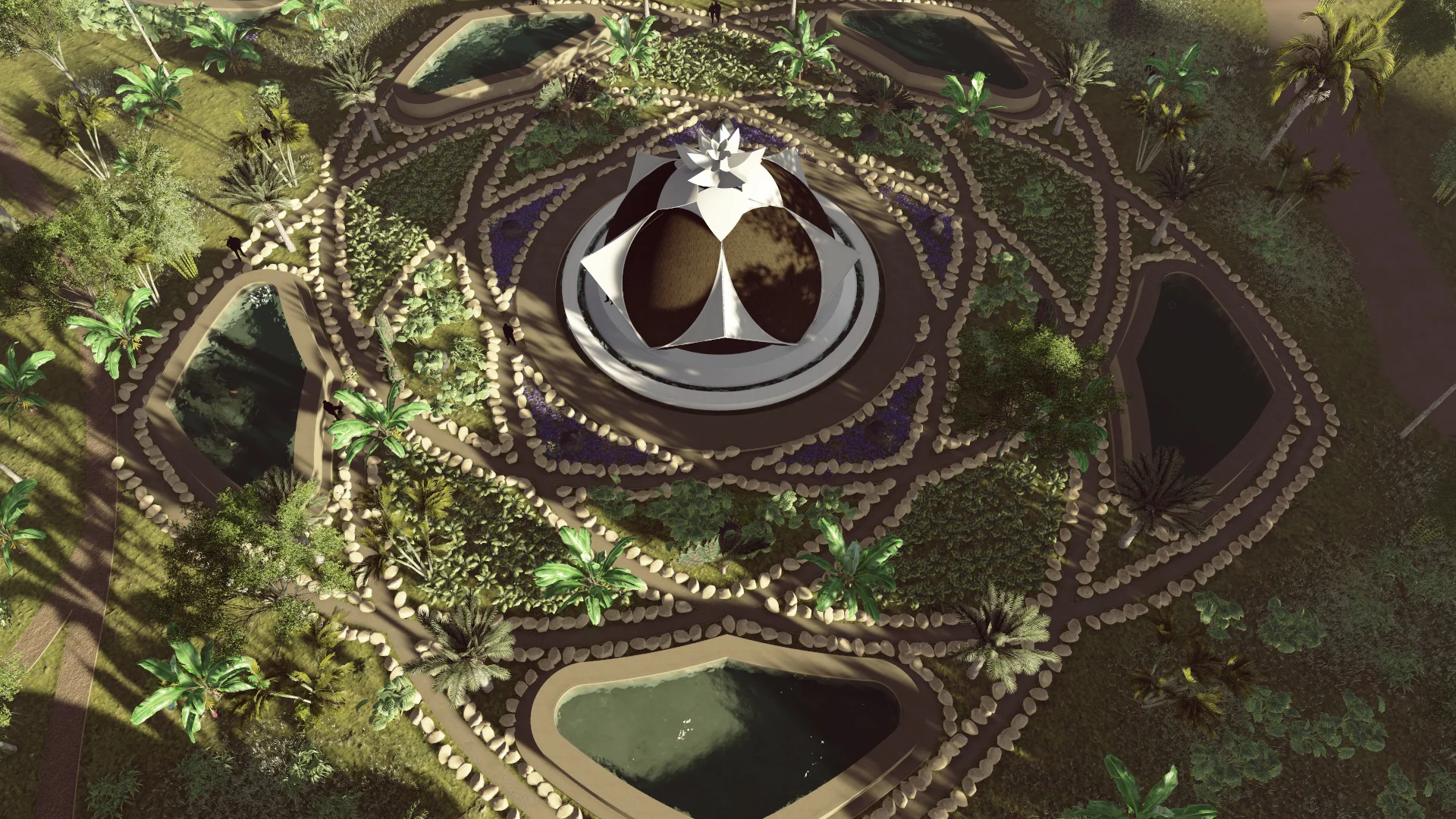 Sample of mandala garden whit building at the center