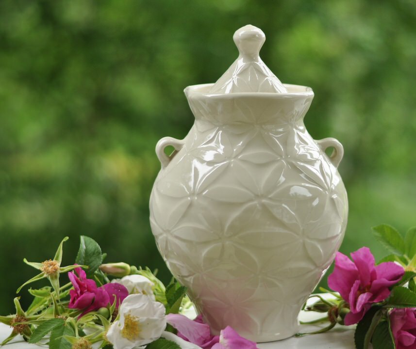 White Petals Urn Carved Porcelain LucyFagella.com .jpg
