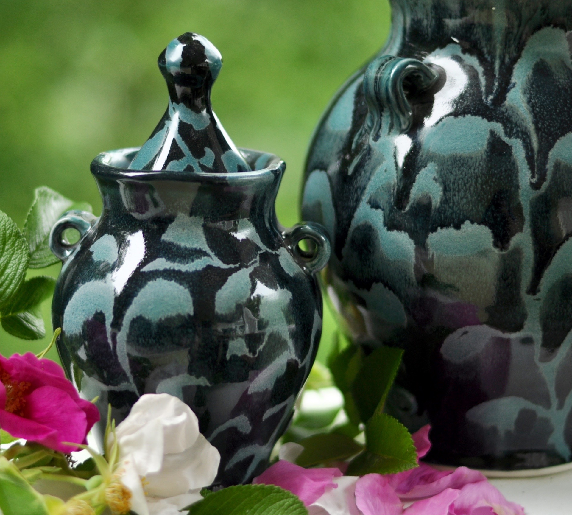 Blue Floral Urn, Small Size Lucy Fagella.jpg
