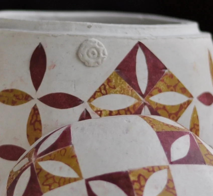 Biodegradable Urn Warm Colors Quilt detail LuciaUrns.com.jpg