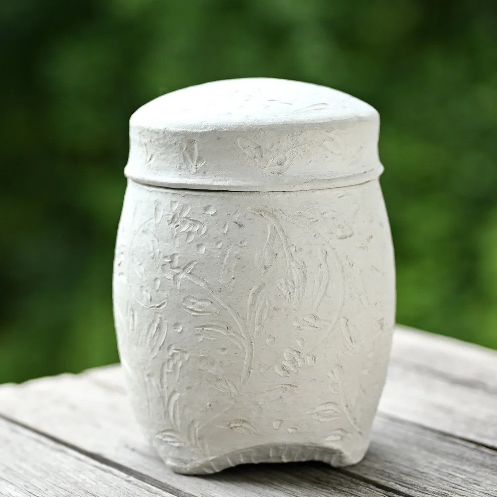 Biodegradable Urn, Wild Flower Field, Natural White, Medium Size