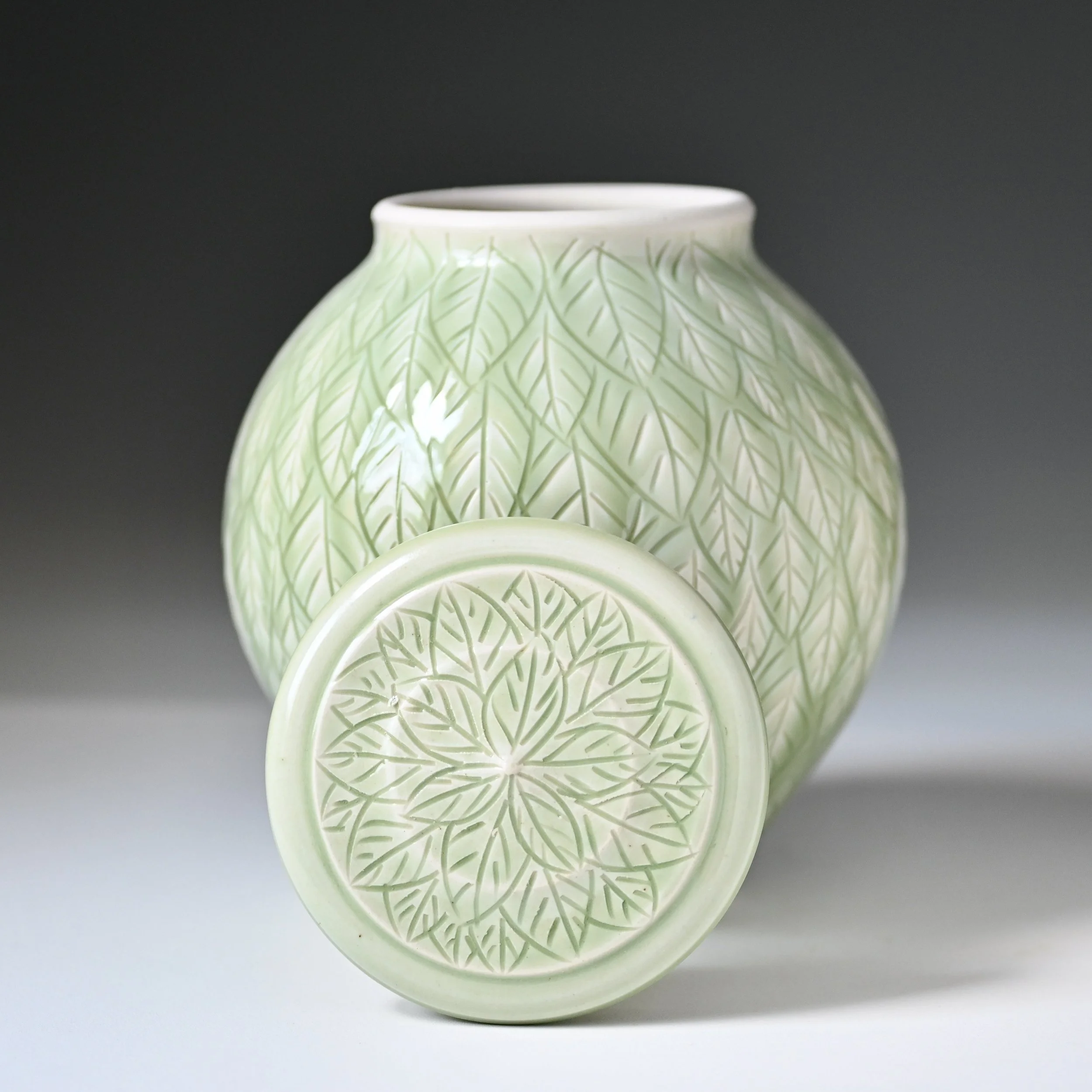 Spring Leaves Individual Urn Lid LuciaUrns.com.JPG