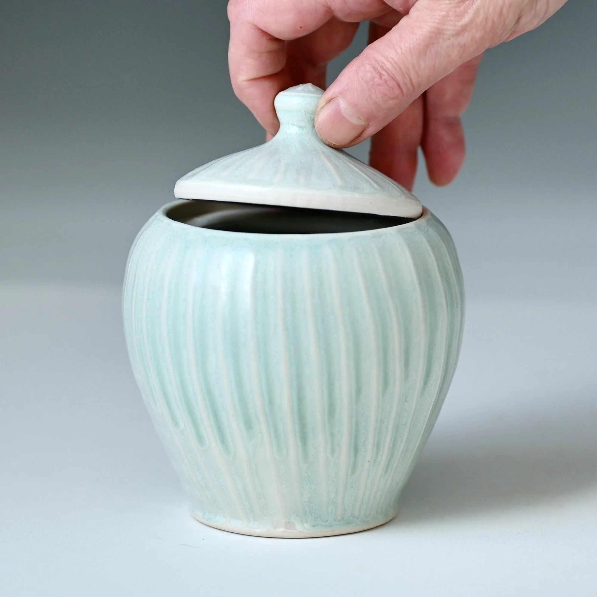 Small Urn,  Turquoise Blue Ripples