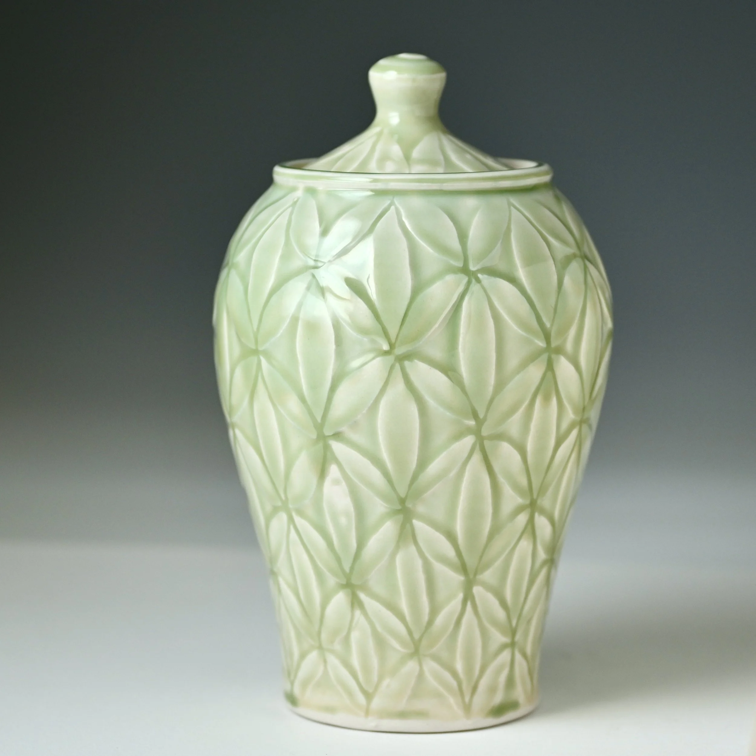Flower of Life Urn 2 , Celadon Green Individual Size