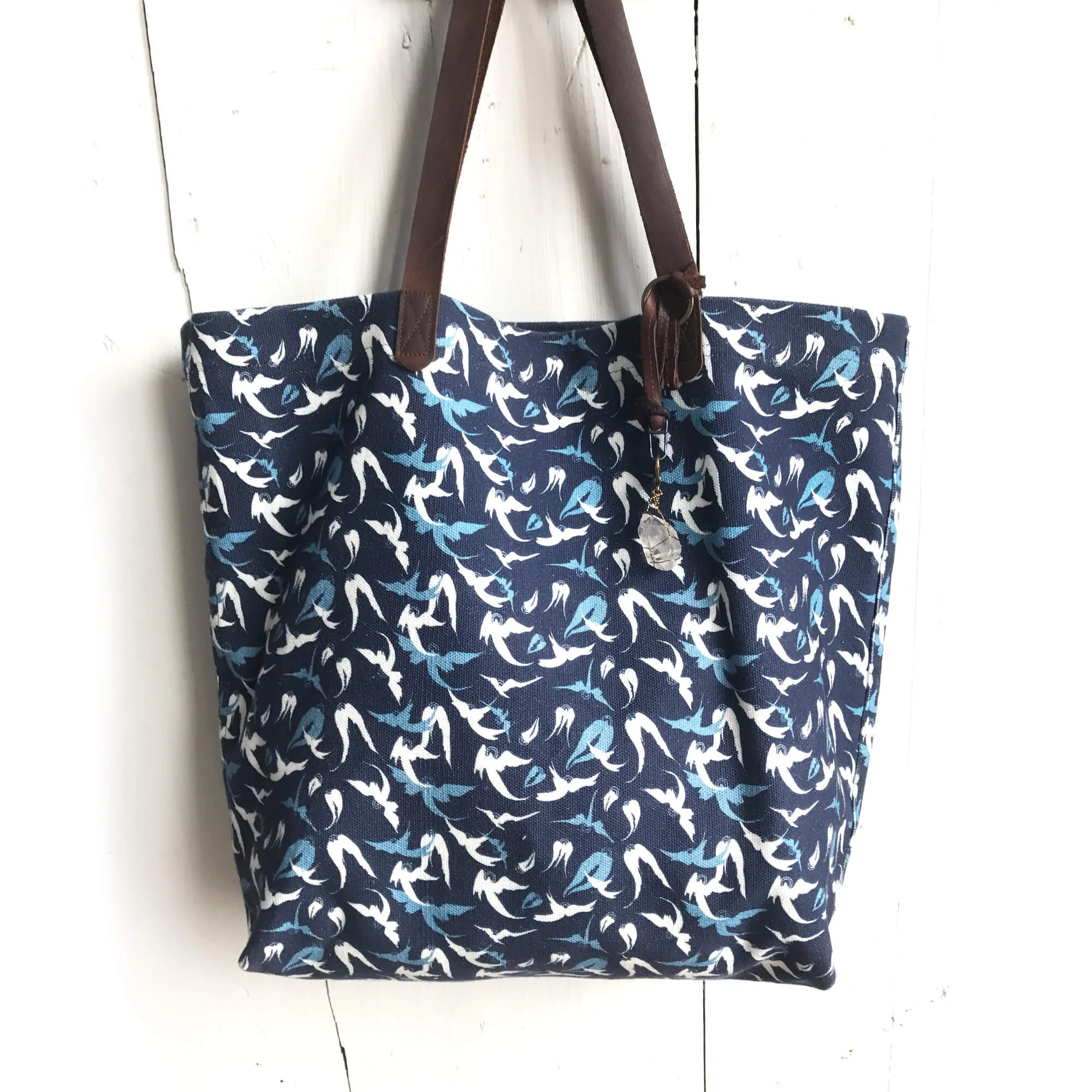 Michael tote - Blue flock print