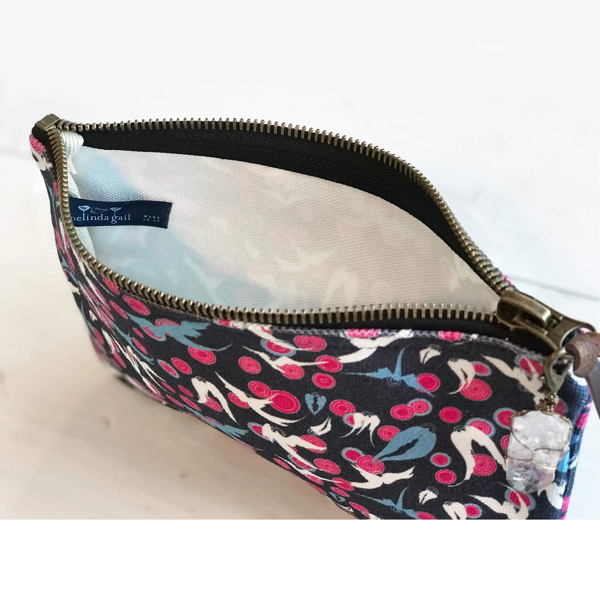 Angel travel pouch - flock print