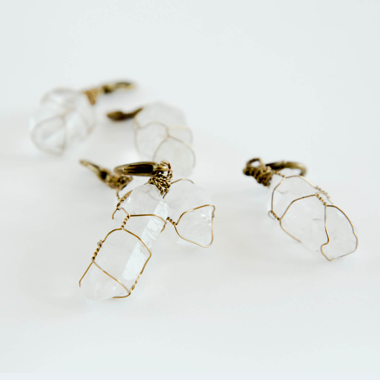 Clear quartz charm with lobster clasp