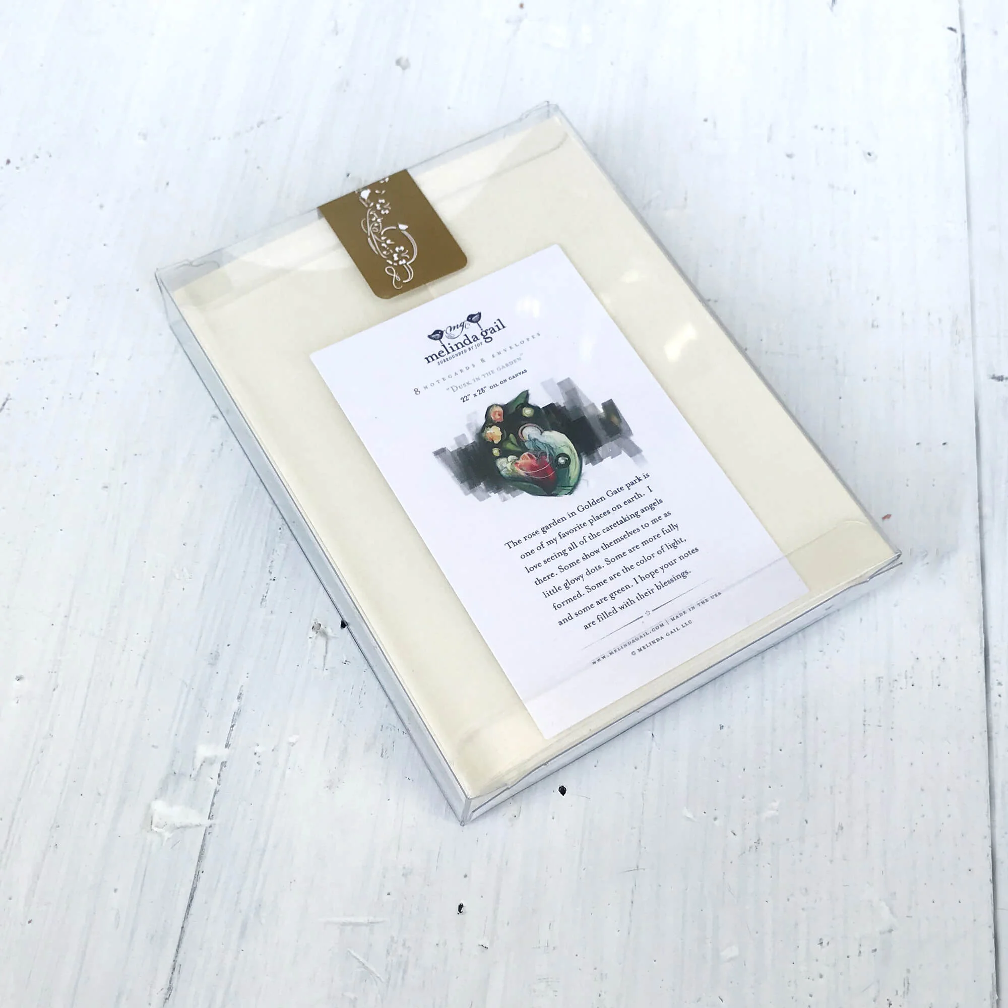 Angel notecard set Rose Garden back view