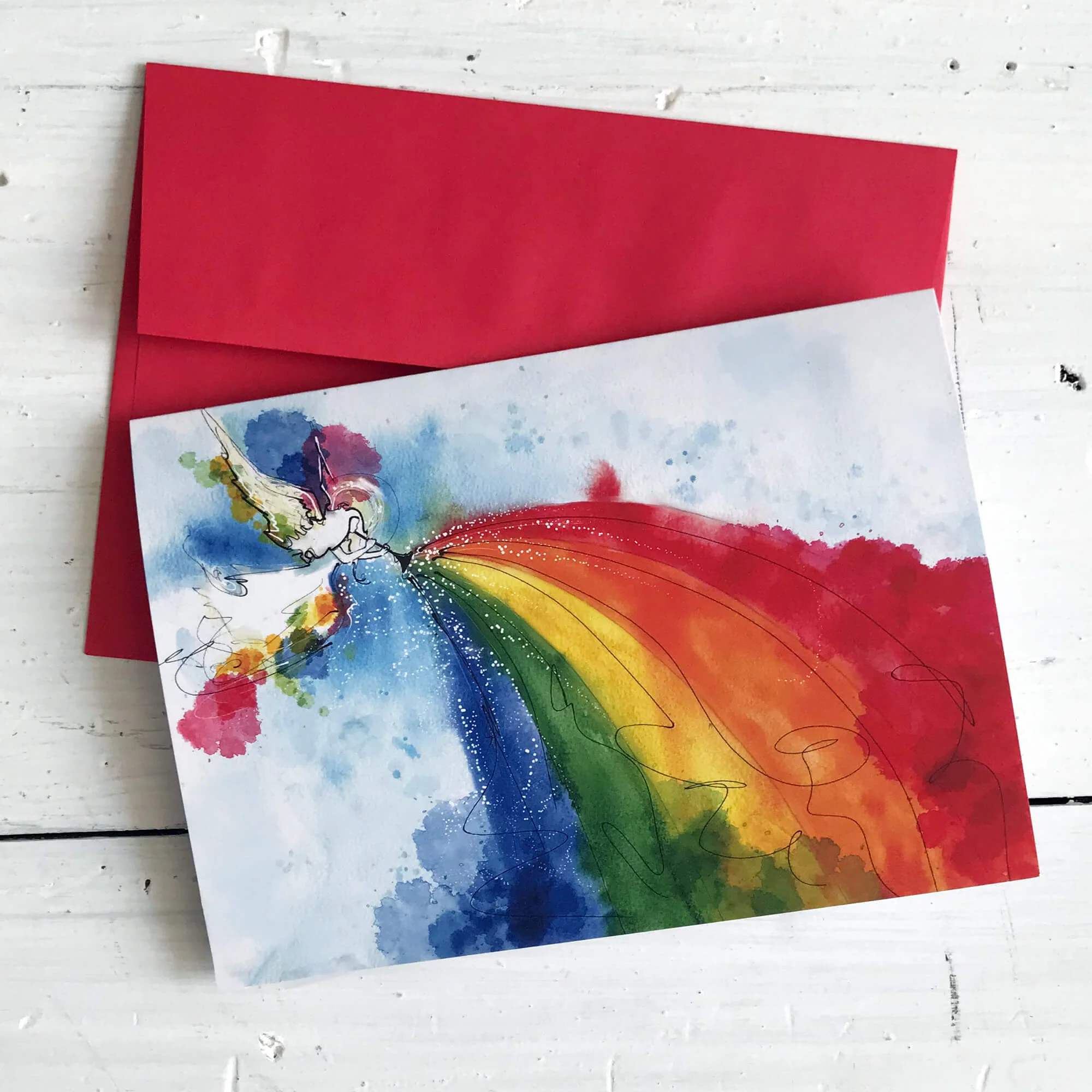 Rainbow angel greeting card