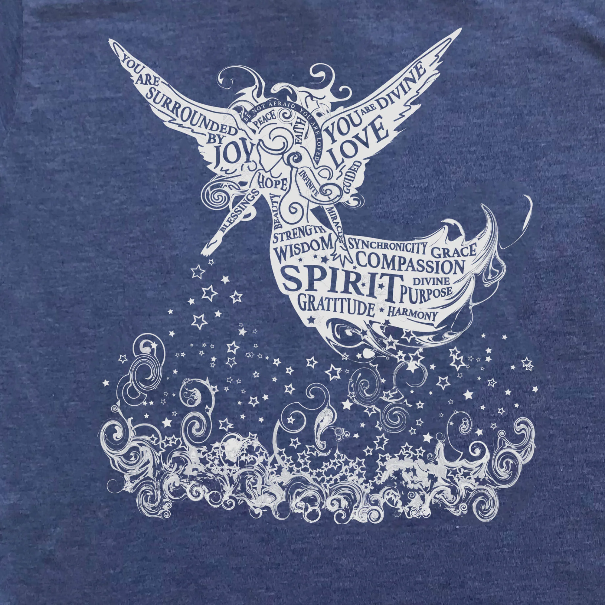 'Divine words' angel tee - heather blue