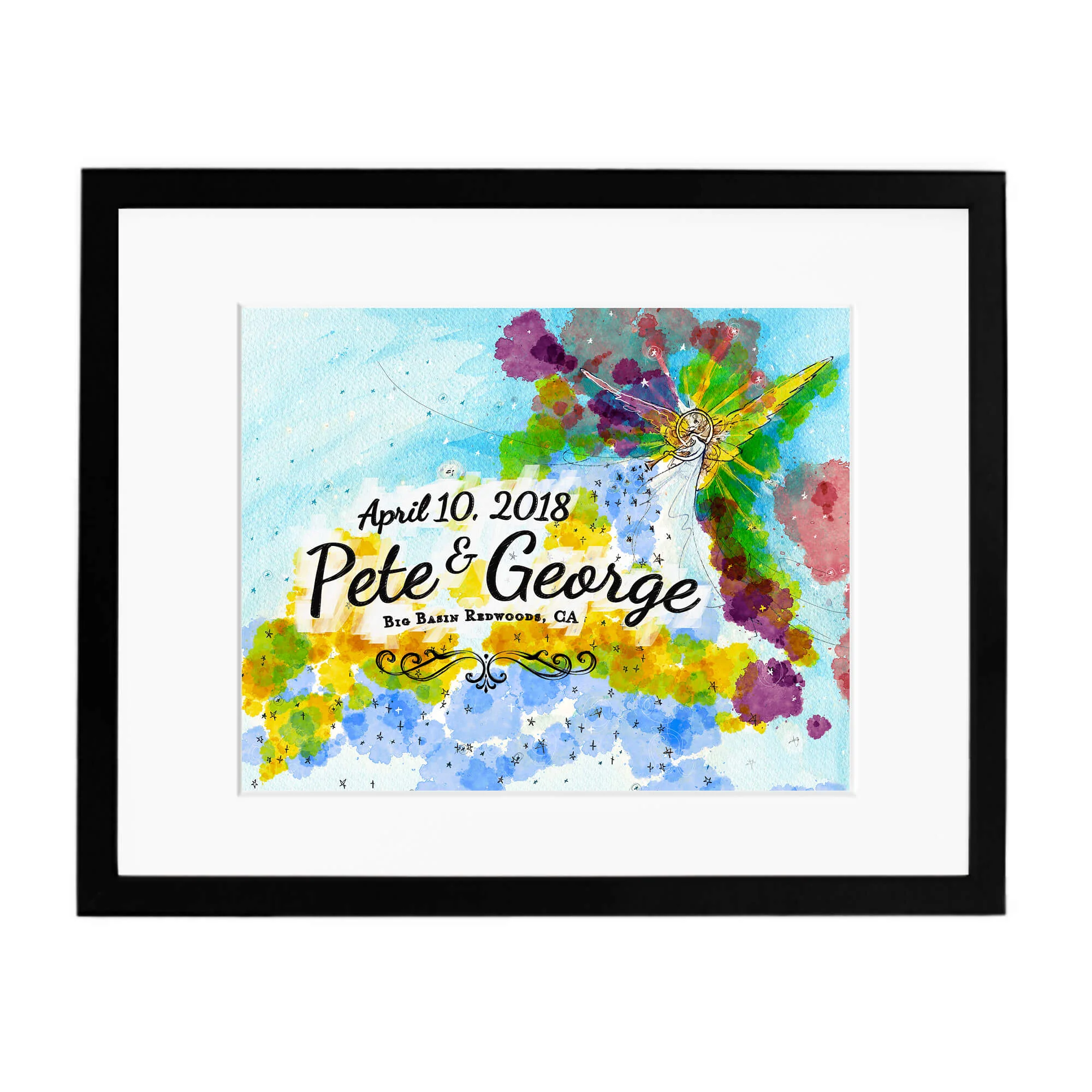 Black gallery frame, white mat | Multi-color