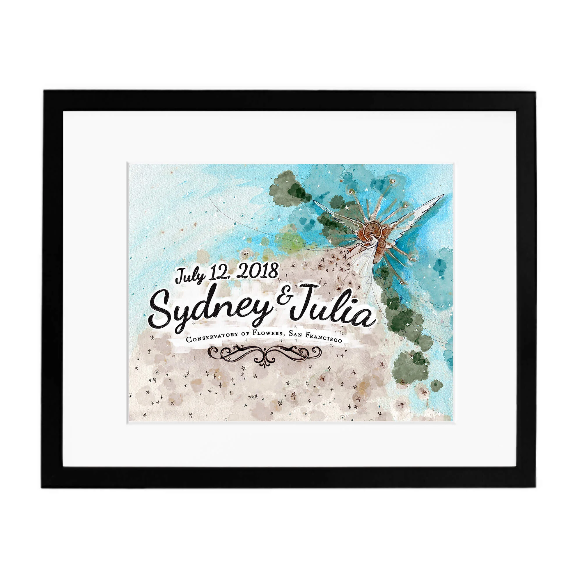 Black gallery frame, white mat | Silver-Blue