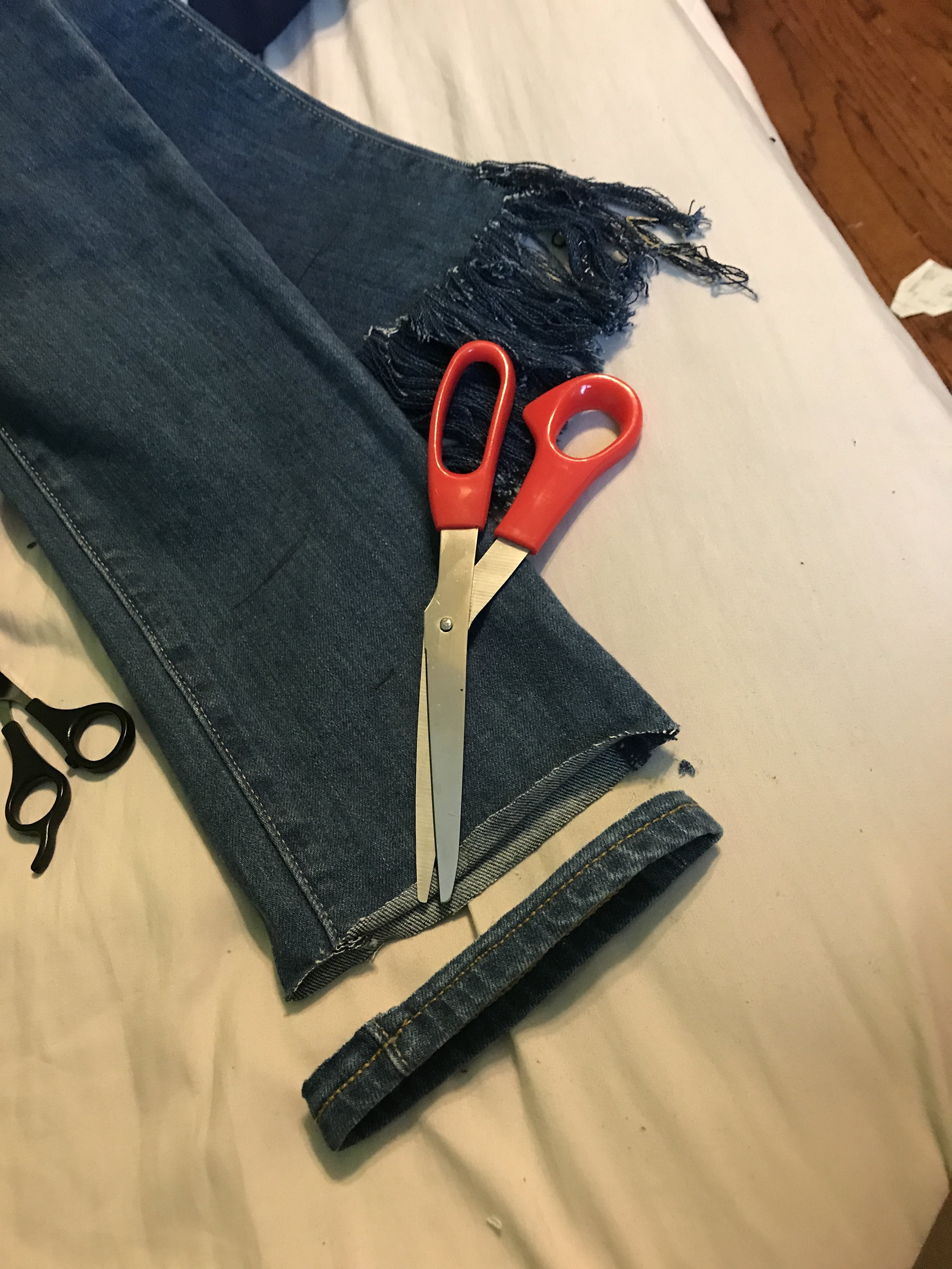 1. Cut the hem of your jeans