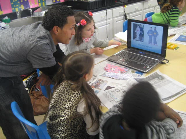Student gives mini lesson on Japanese kimono art