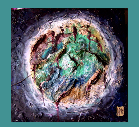 Global Wounds 2004, 12x12" Acrylic, Mixed media, paper