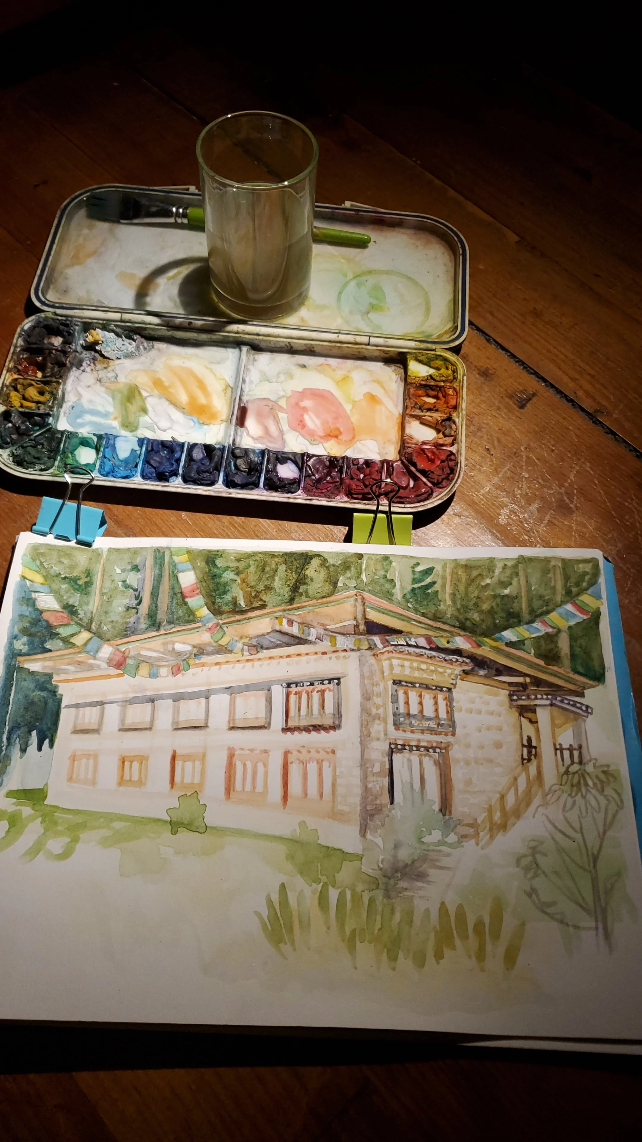 In process Watercolor in Nov. Bhutan 2025