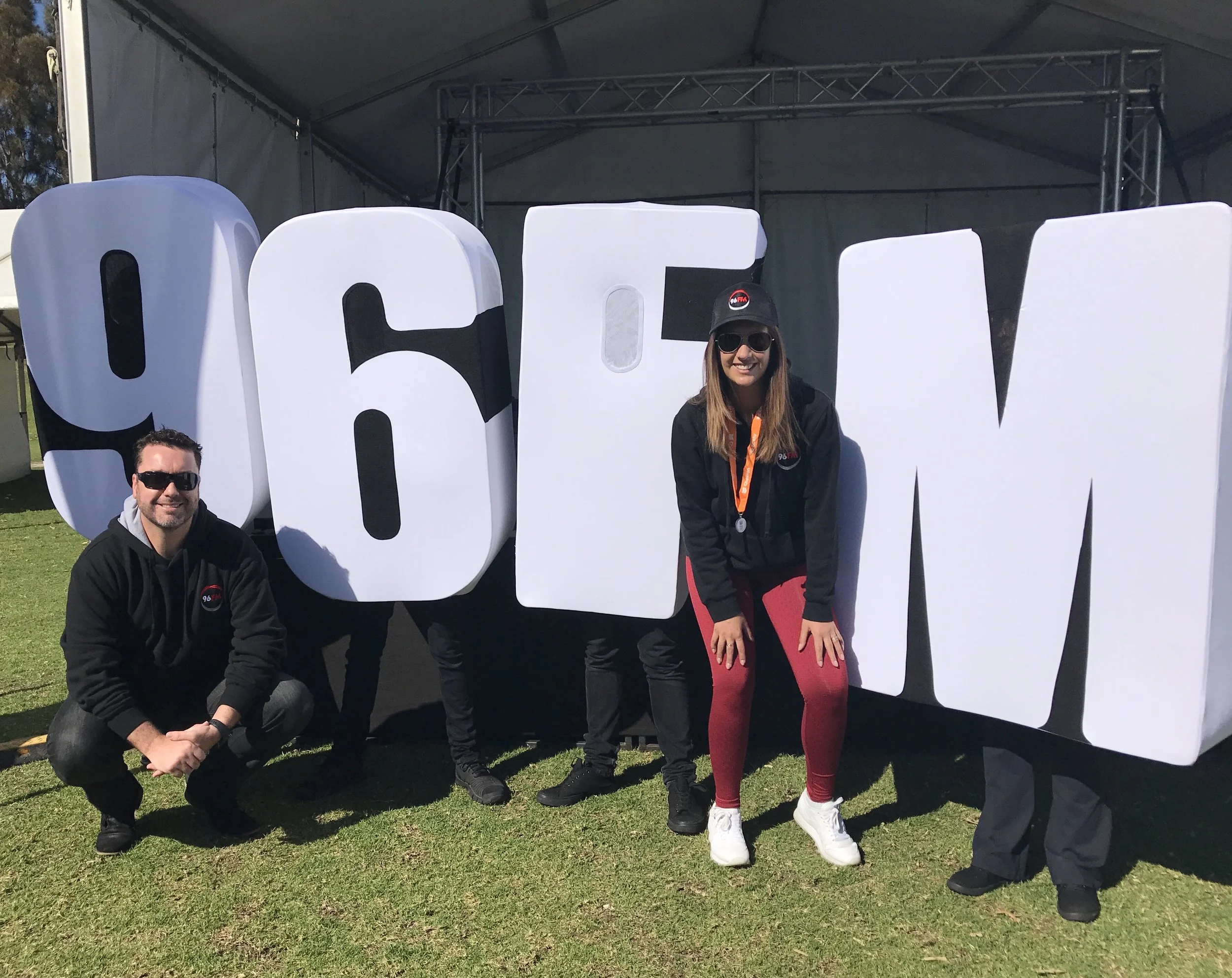 Fitzi, some big letters and I. At the finish line event in City Beach. 
