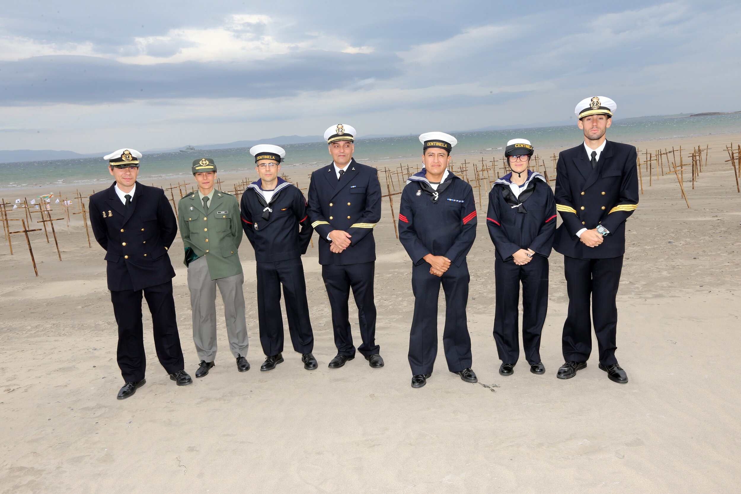 Spanish Naval personnel on Streedagh Beach - photo Charlie Brady