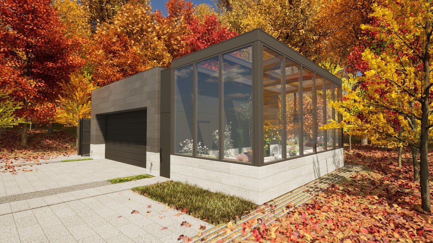 Currently in the works: this equipment garage with an attached greenhouse located in Annapolis, MD provides the homeowner with the ability to store all of their landscaping equipment and winterize their plants. 

#contemporaryarchitecture #greenhouse