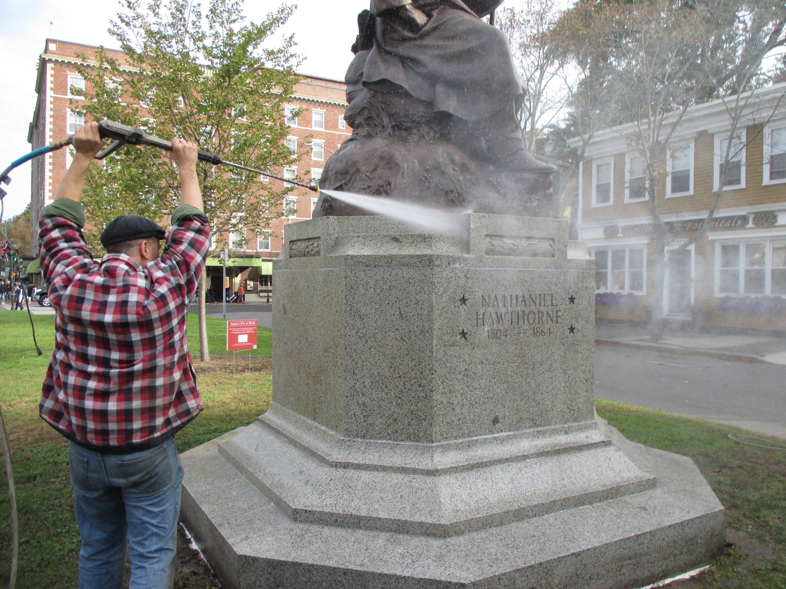 Pressure washing of granite