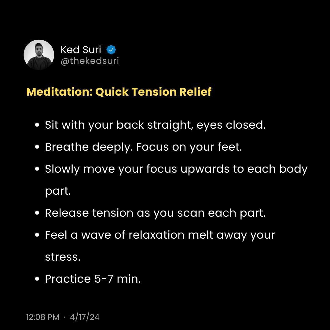 Try this quick tension relief meditation the next time you're feeling overwhelmed.