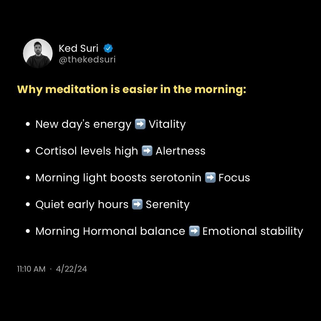 Do you find it challenging to meditate?
Here is why you should practice in the mornings. 
#meditationtime #meditationteacher #yogilifestyle #mindpower