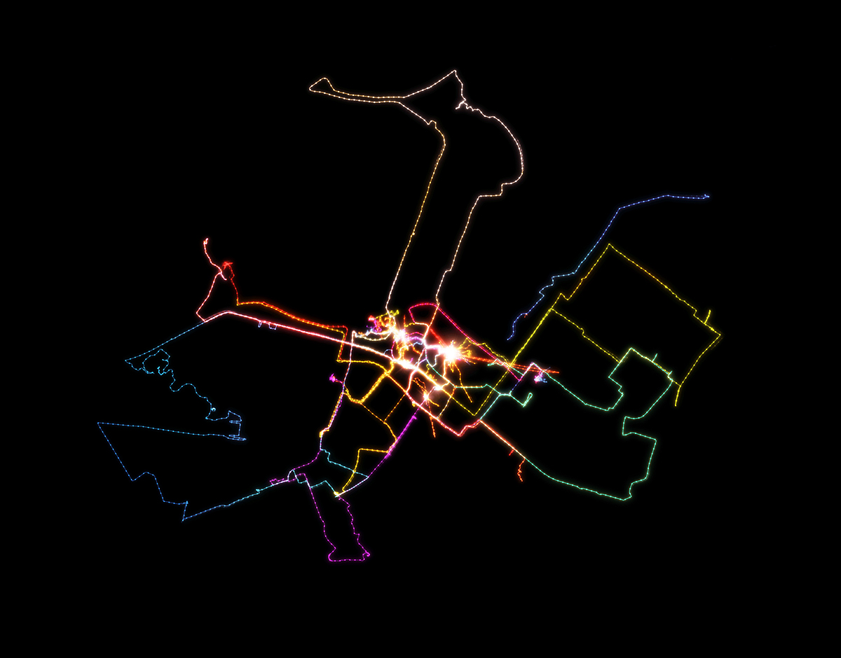 GPS generated map of Zoetermeer which tracks all of our journeys to create this exhibition.