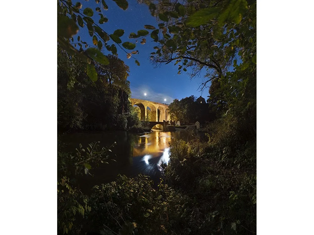 Union Bridge and the Torrs at night, New Mills