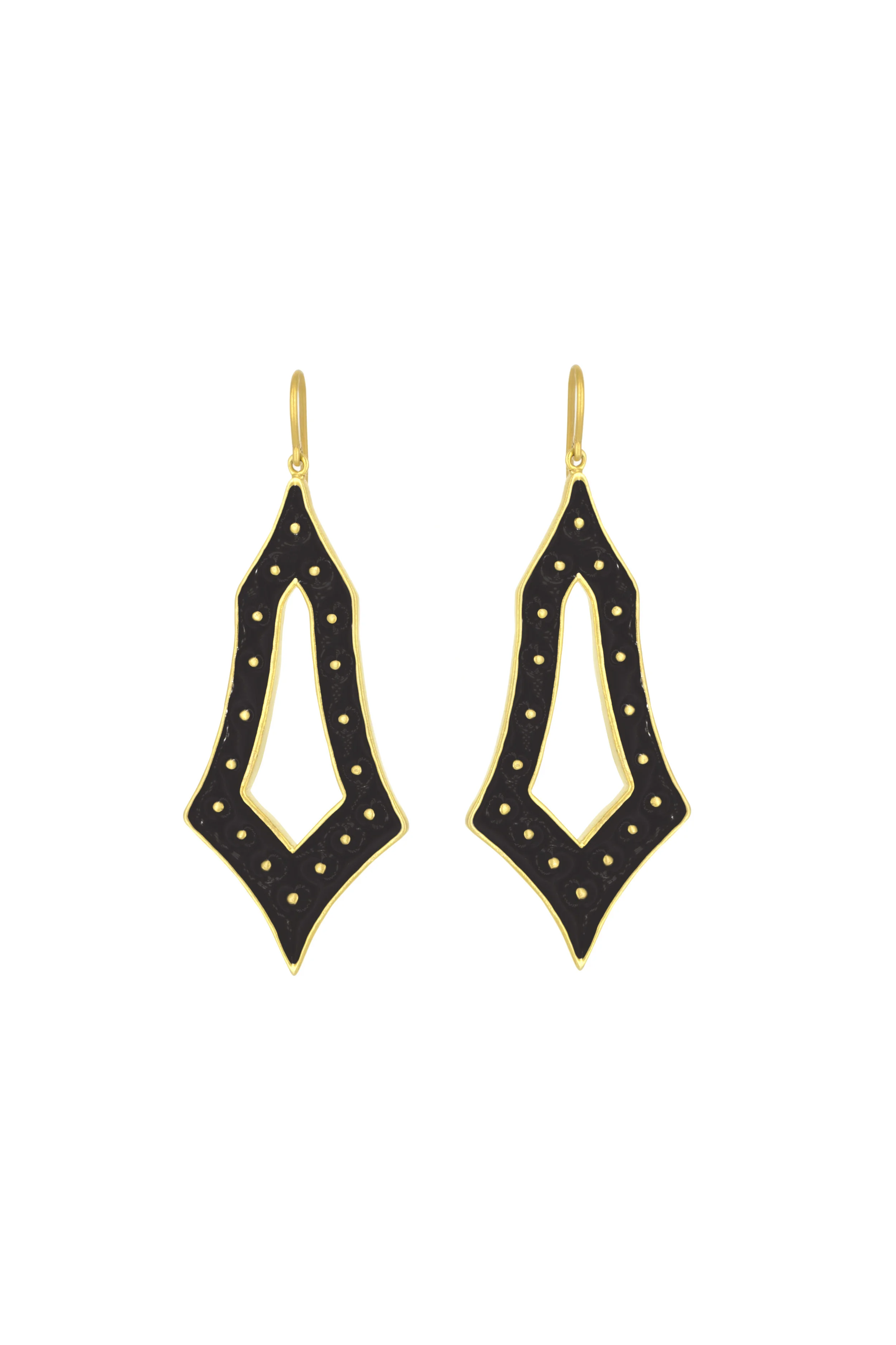 Black Enamel over 18kt Gold Plated Brass Earrings