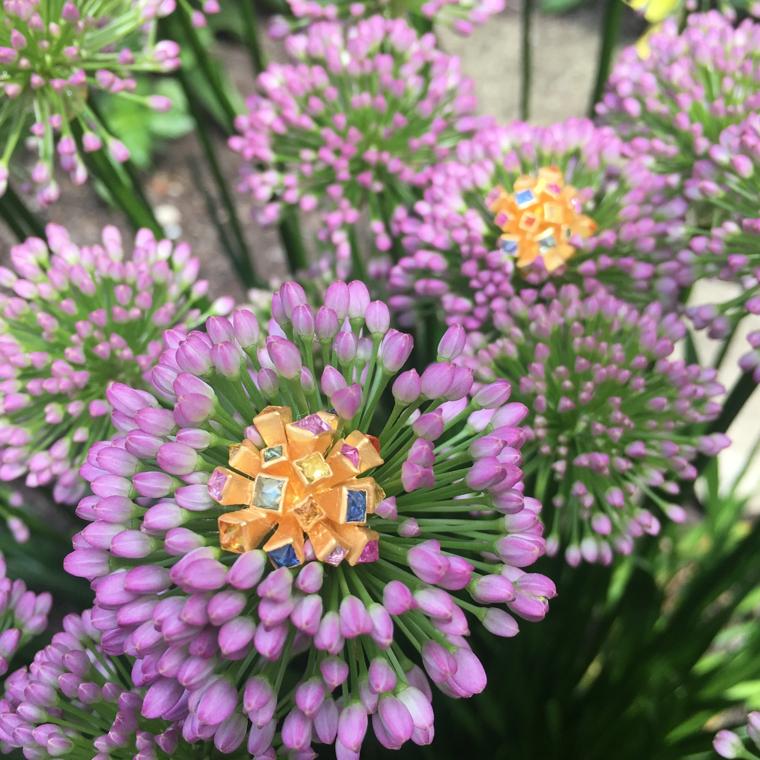 Multicolored Sapphire Sputnik Studs in 18kt Gold