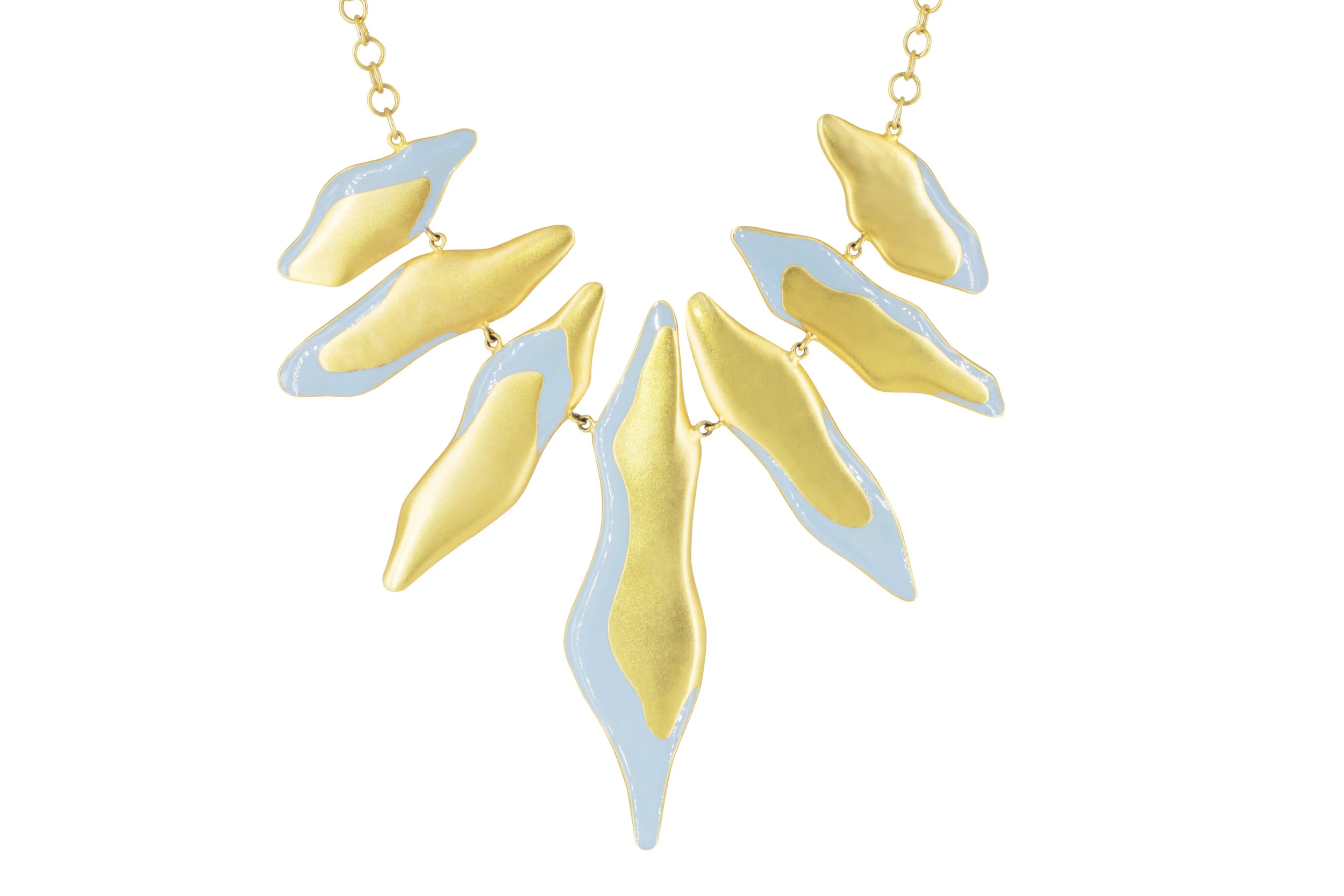 Turquoise Enamel over 18kt Gold Plated Brass Necklace