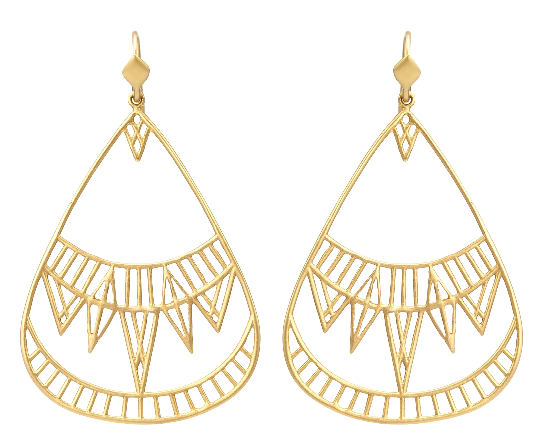 Lauren Harper Art Deco Gold Chrysler Building Inspired Drop Earrings