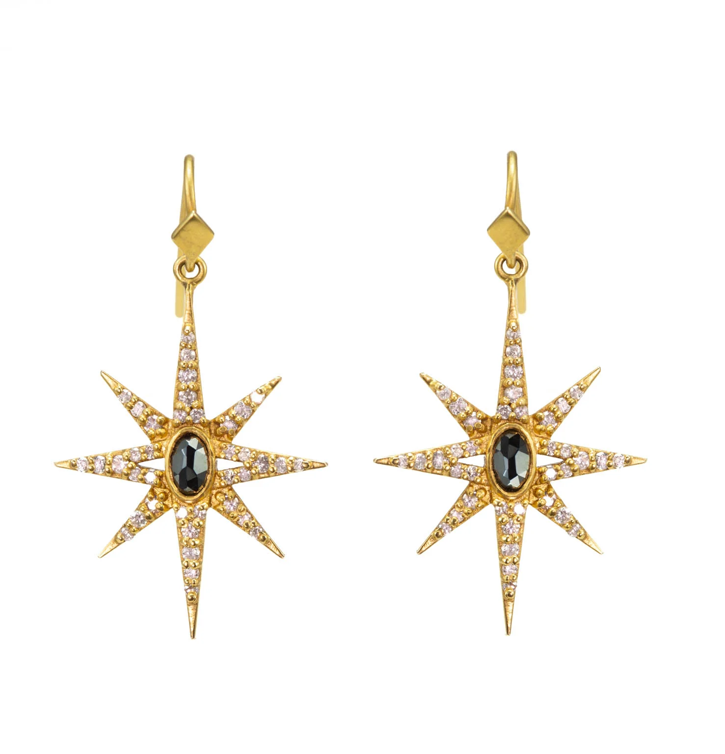 Lauren Harper Black Spinel, Diamonds & 18kt Gold Star Earrings