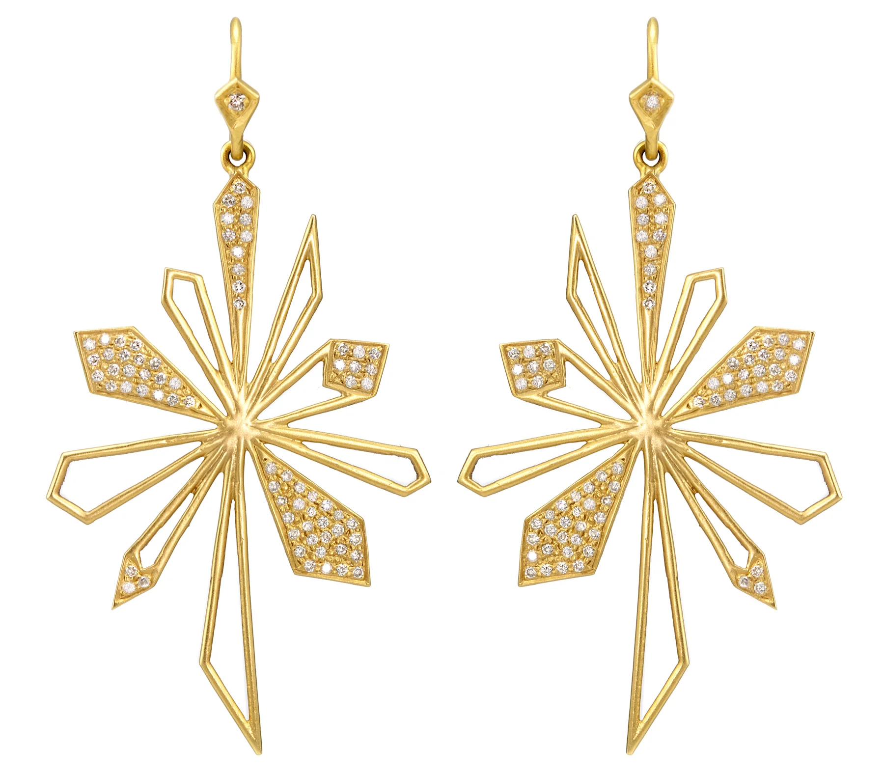 Lauren Harper .64 Carats Diamonds & 18kt Gold Sunburst Earrings