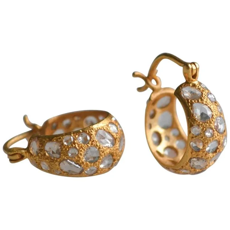 Lauren Harper 2.49 Carats Rose Cut Diamonds & 18kt Gold Hoops