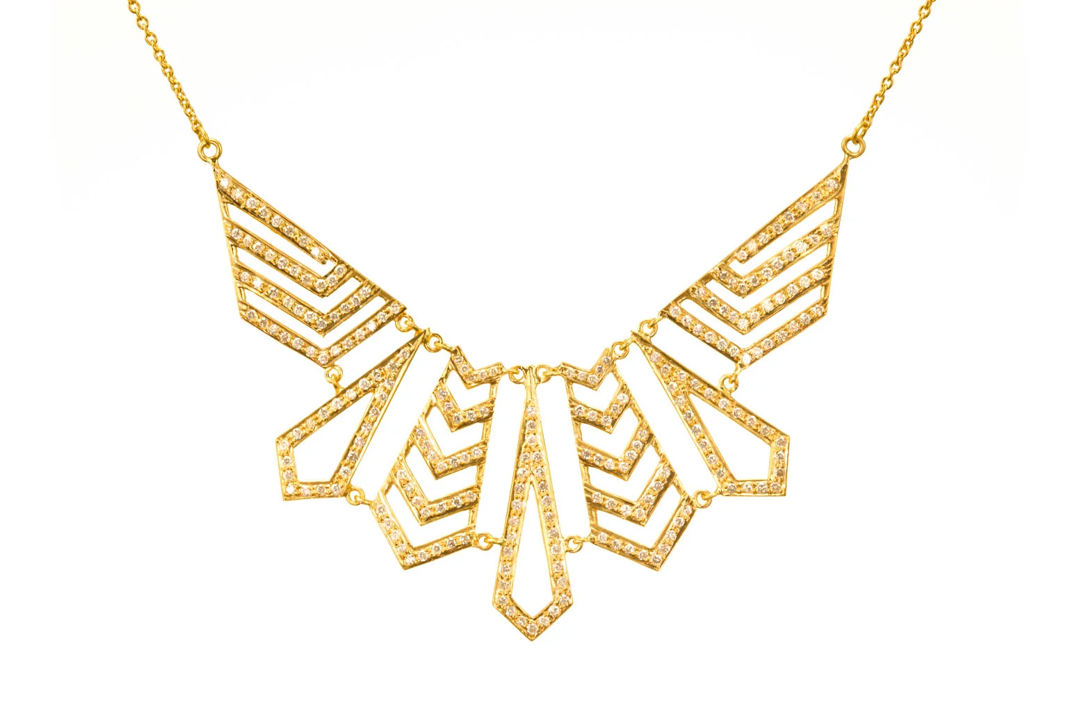 1.62 Carats Diamonds & 18kt Gold Art Deco Statement Necklace