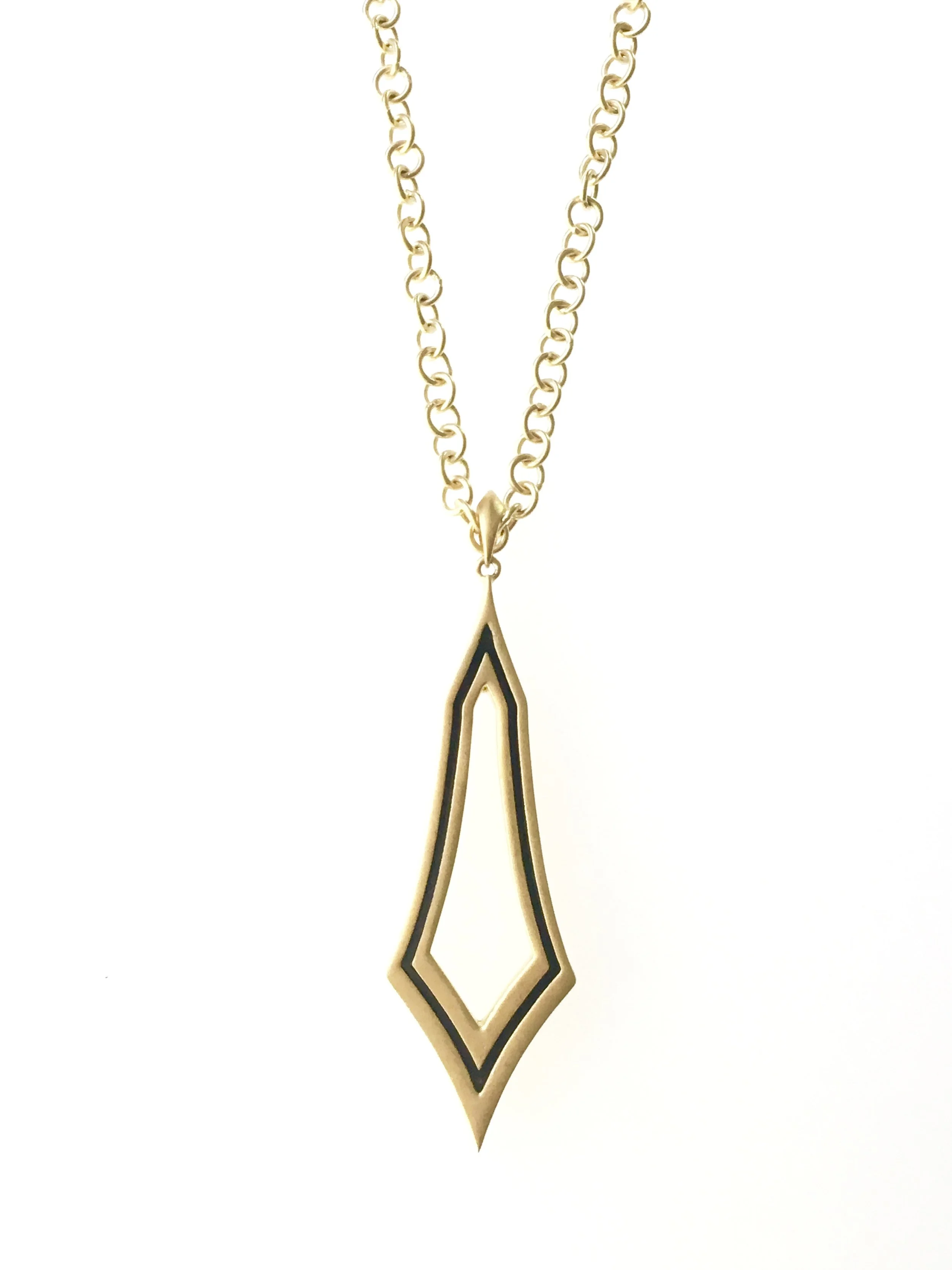 Black Enamel on 18kt Gold plated Brass Cone Pendant