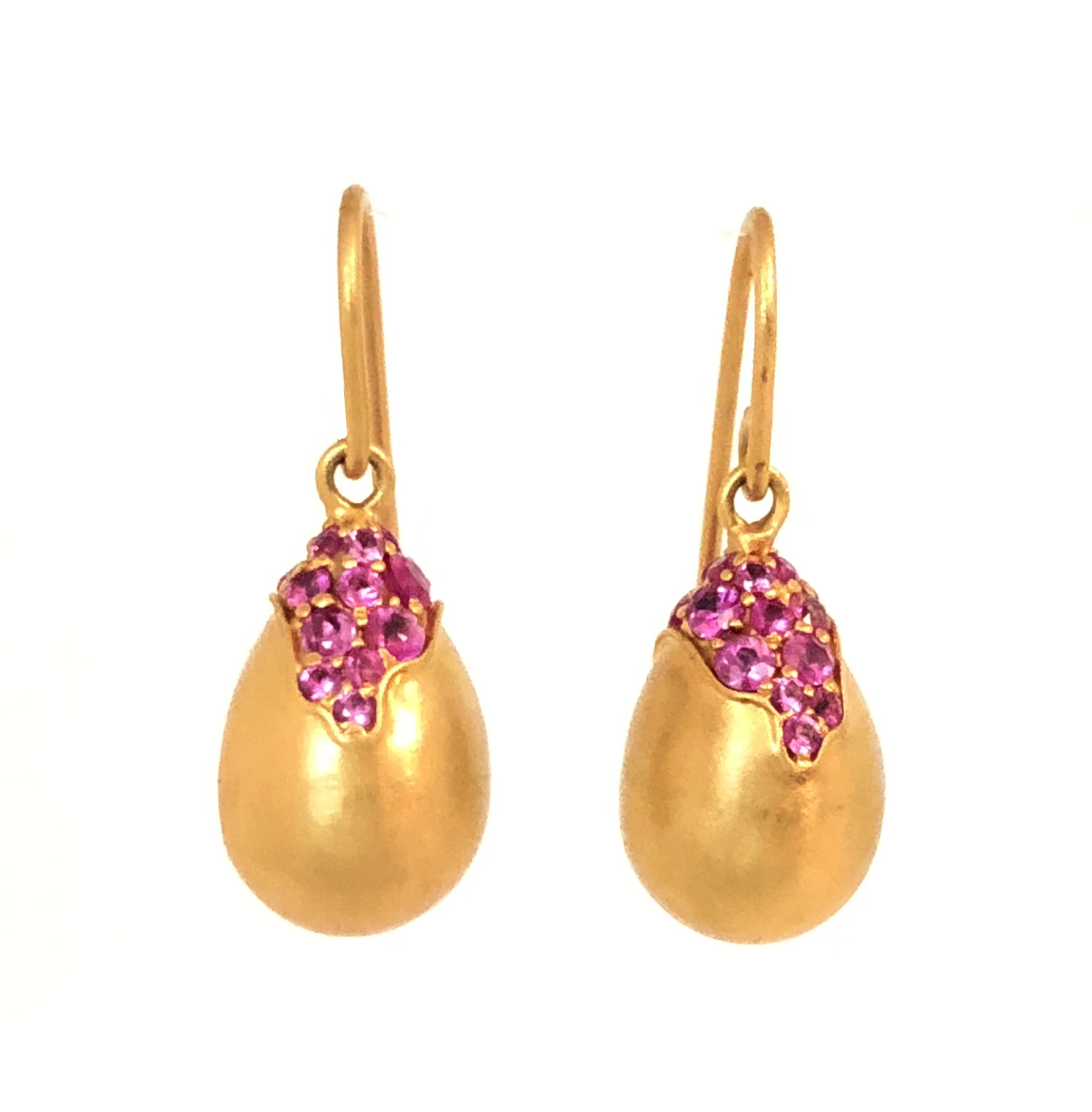 Pink Sapphire Gold Drop Earrings