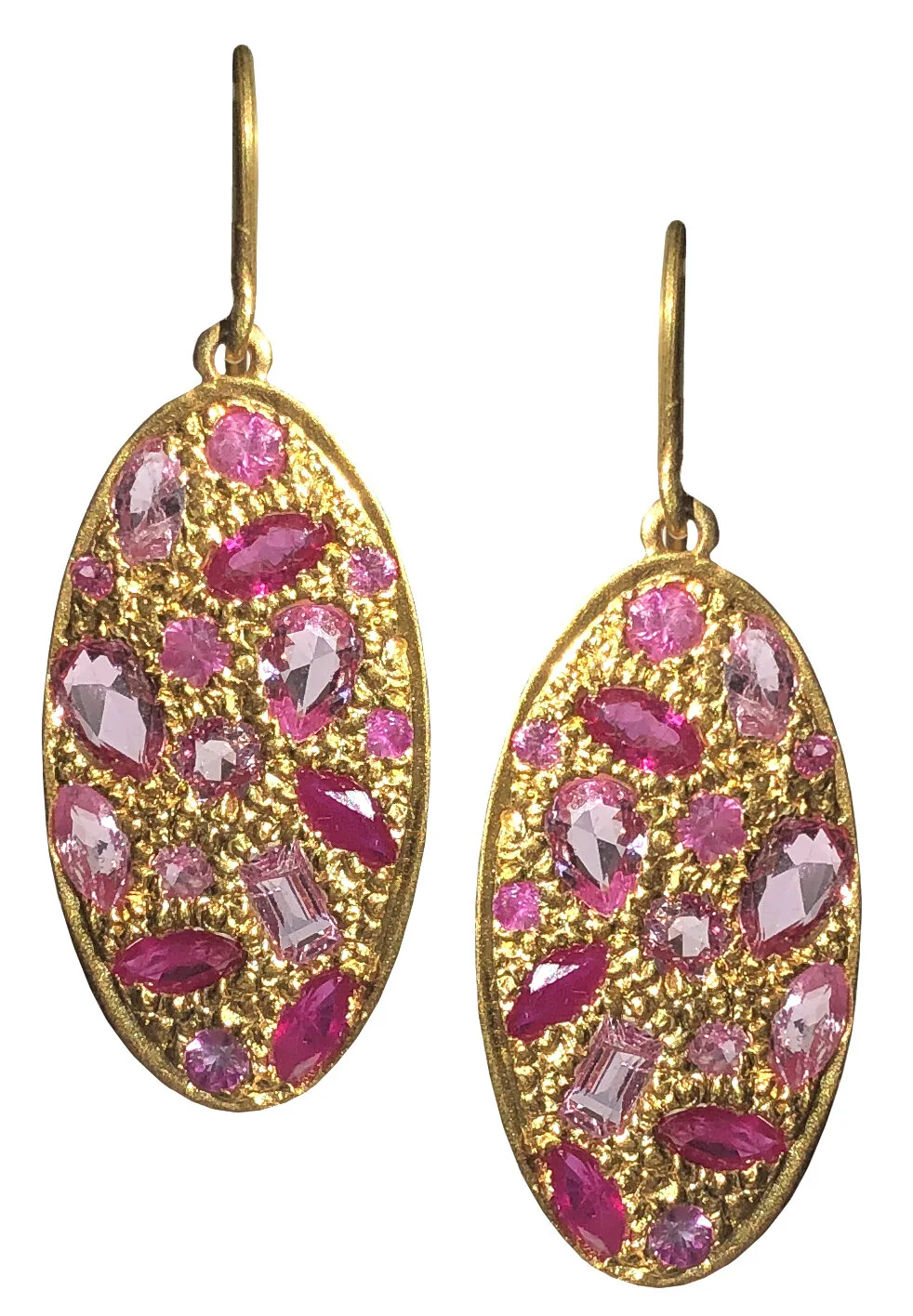 2.72 Carat Pink Sapphire Gold Oval Earrings by Lauren Harper