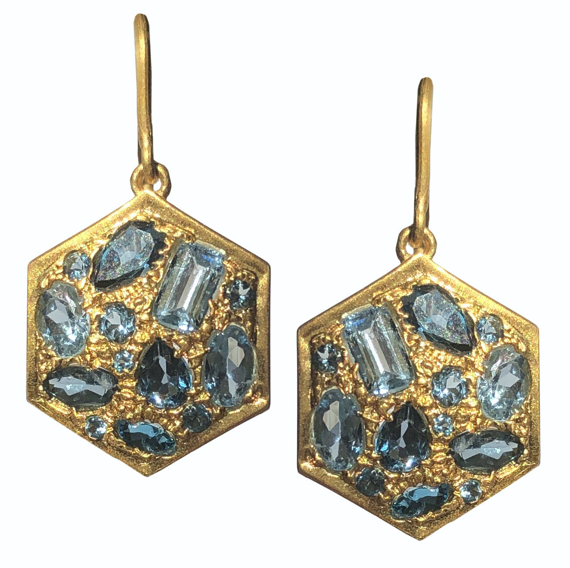  Aquamarine London Blue Topaz Gold Earrings by Lauren Harper