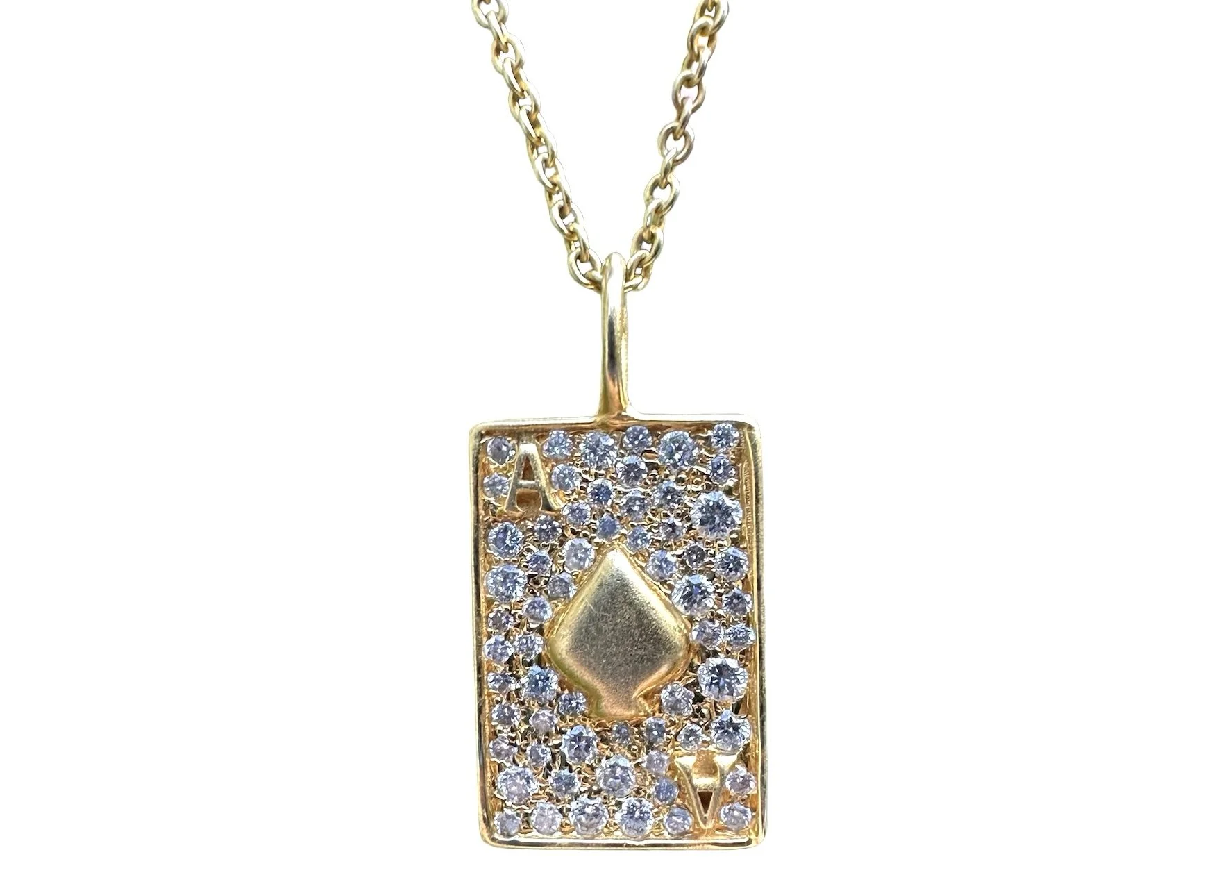 Ace of Spades Diamond and 18kt Gold necklace by Lauren Harper