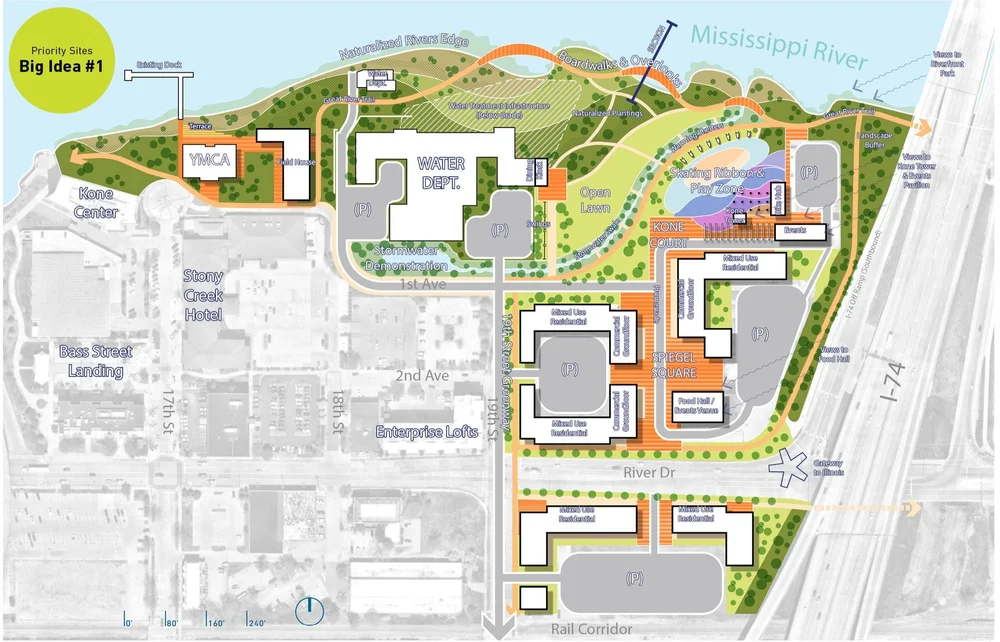 Moline Riverfront + Centre Plan — MKSK | Landscape Architecture, Urban ...