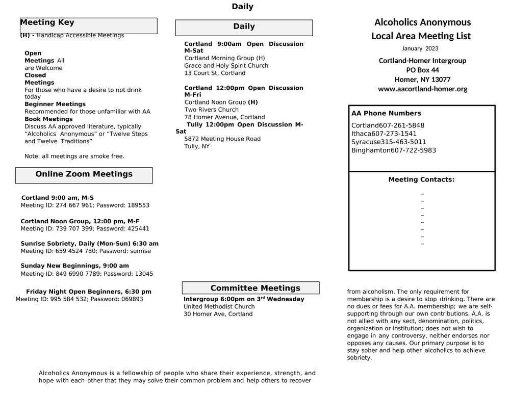 A.A. Meetings — Home