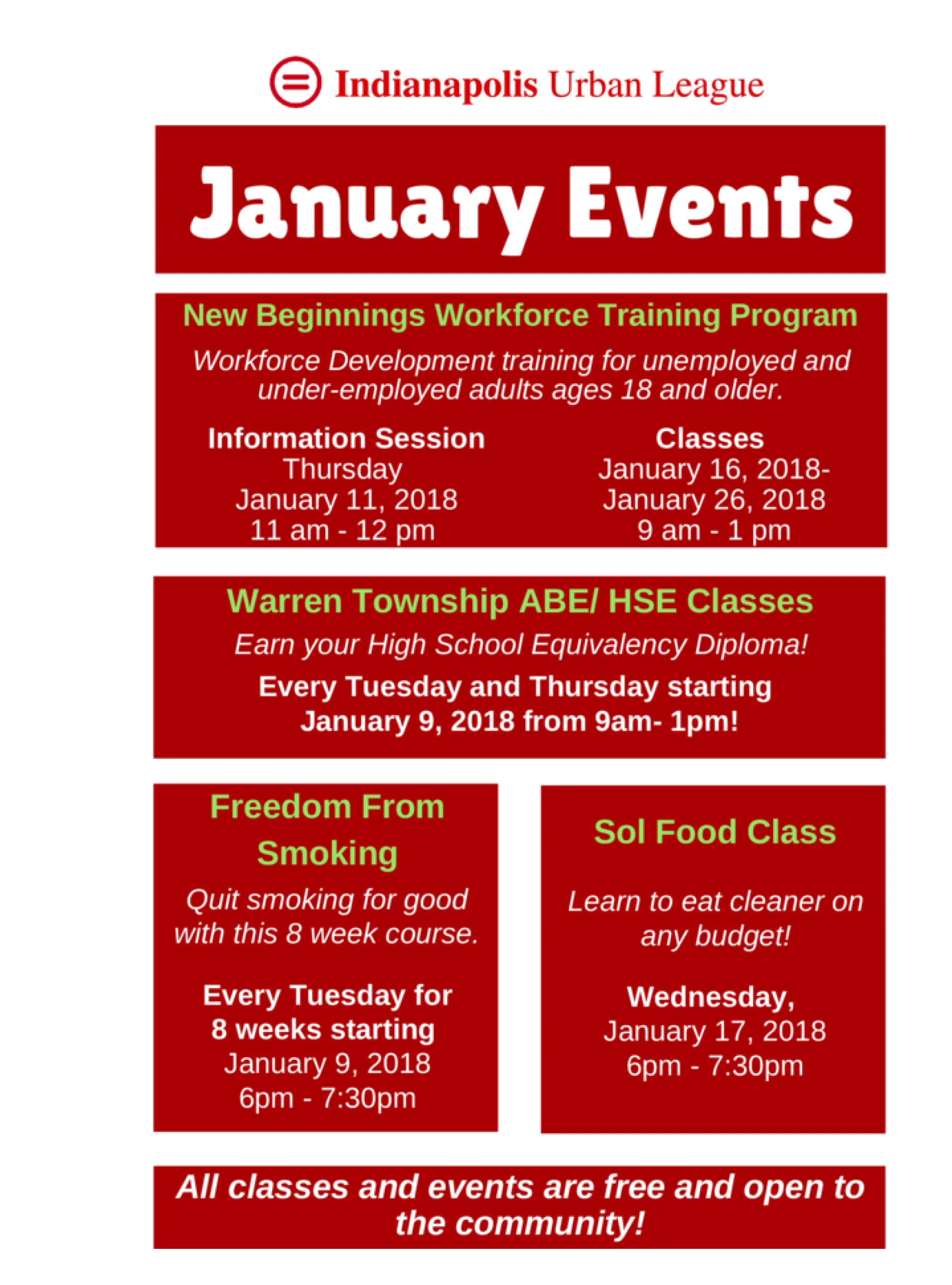 Urban League Community Classes and Events